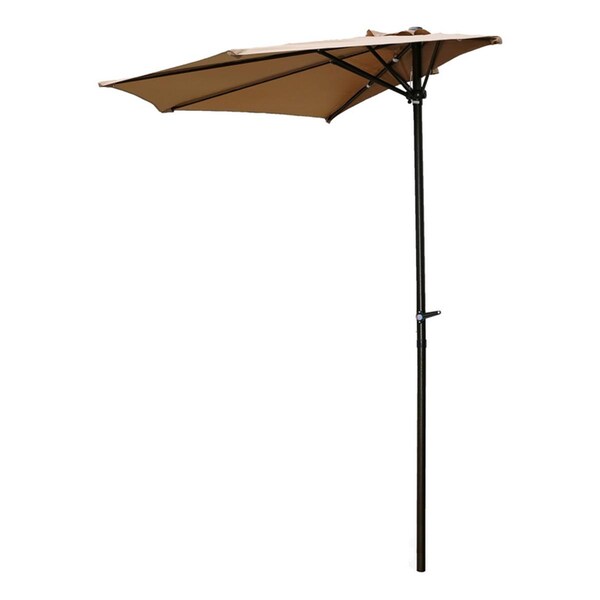 International Caravan 9 ft. Half Round Wall Hugger Umbrella, Khaki - YF-1147-2.7M-KH