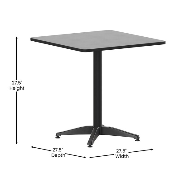 Flash Furniture Mellie 27.5'' Black Square Metal Indoor-Outdoor Table with Base - TLH-053-2-BK-GG