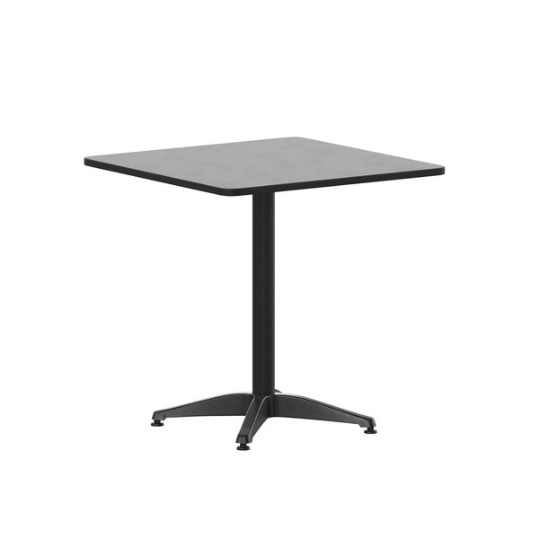 Flash Furniture Mellie 27.5'' Black Square Metal Indoor-Outdoor Table with Base - TLH-053-2-BK-GG