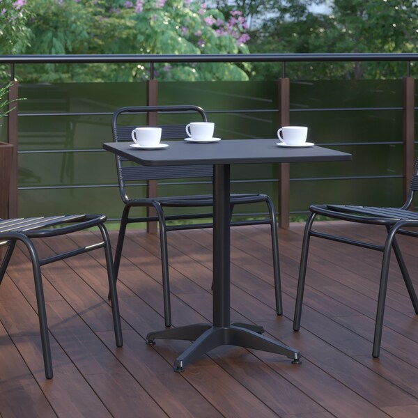 Flash Furniture Mellie 27.5'' Black Square Metal Indoor-Outdoor Table with Base - TLH-053-2-BK-GG