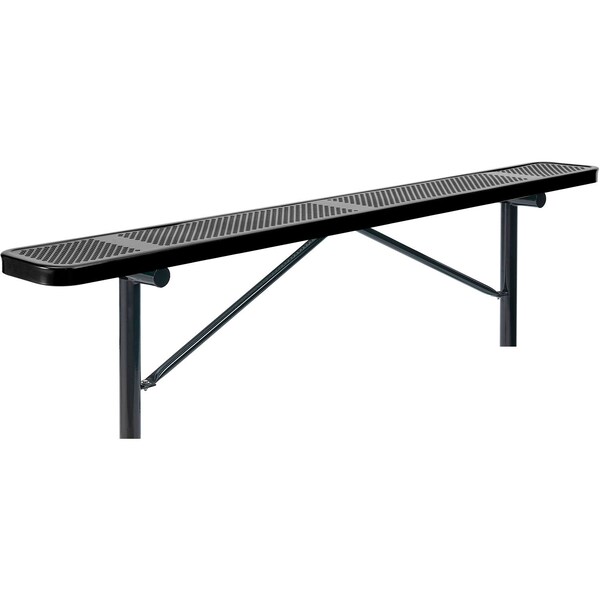 Global Industrial 8ft Outdoor Steel Flat Bench, Perforated Metal, In Ground Mount, Black - 262076IBK