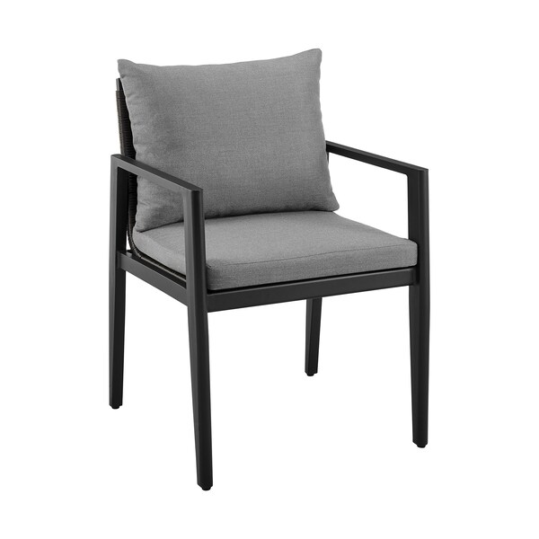 Armen Living Grand Outdoor Patio 5-Piece Dining Table Set in Aluminum with Gray Cushions - 840254333260