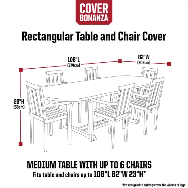 Classic Accessories Cover Bonanza 108 Inch Rectangle Table and Chair Cover - 56-402-041001-RT
