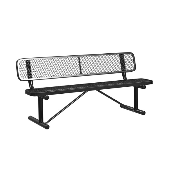 Leisure Craft Leisure Craft 6 FT Outdoor Bench with Back, Portable, Black - B6WBP-BLACK