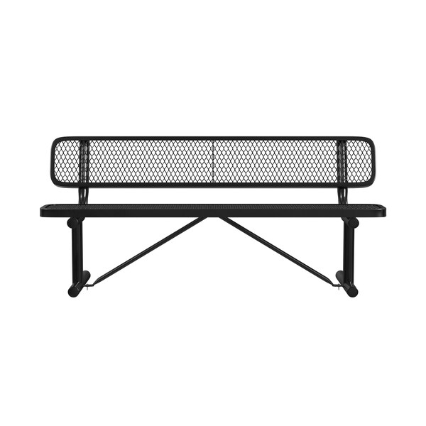 Leisure Craft Leisure Craft 6 FT Outdoor Bench with Back, Portable, Black - B6WBP-BLACK