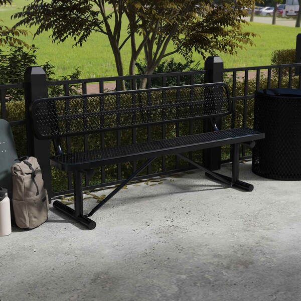 Leisure Craft Leisure Craft 6 FT Outdoor Bench with Back, Portable, Black - B6WBP-BLACK