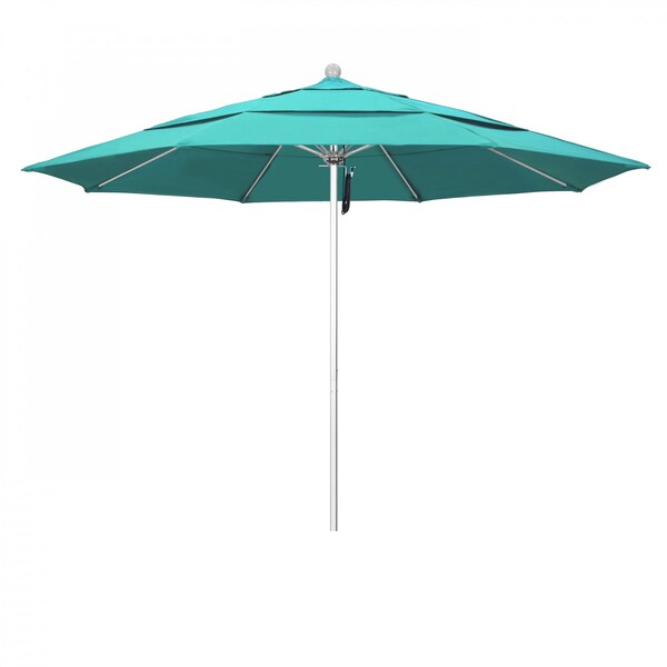 California Umbrella Patio Umbrella, Octagon, 107" H, Sunbrella Fabric, Aruba - 194061000199