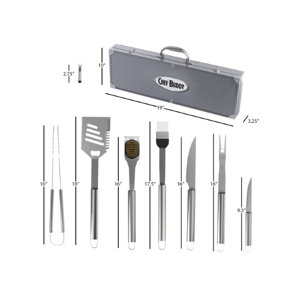 Hastings Home BBQ Grilling Tool Kit, 19 Piece Stainless Steel Summer Barbecue Grill Utensil Set with Carrying Case - 661228NSV