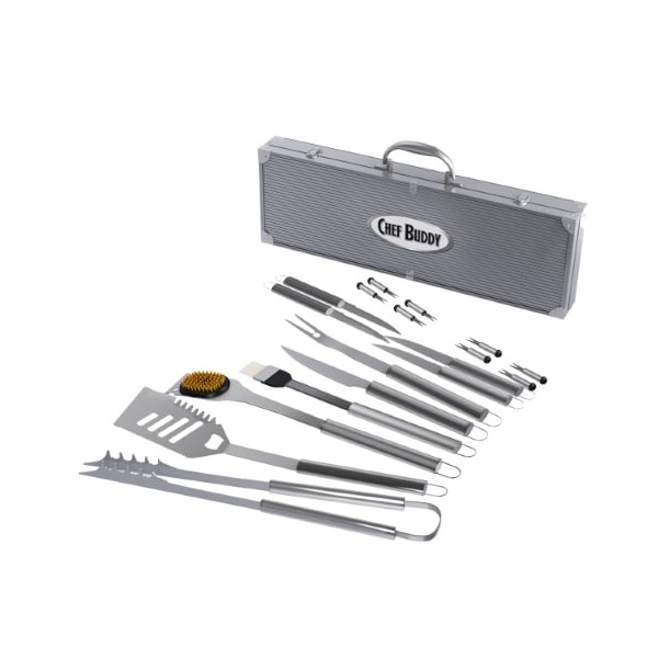 Hastings Home BBQ Grilling Tool Kit, 19 Piece Stainless Steel Summer Barbecue Grill Utensil Set with Carrying Case - 661228NSV