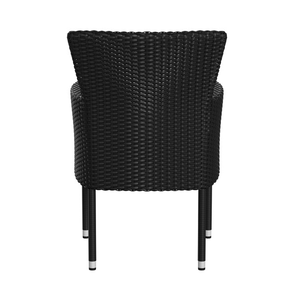 Flash Furniture Black Wicker Patio Chairs & Cream Cushions, PK 2 - 2-TW-3WBE074-BK-GG