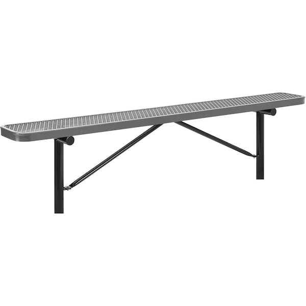 Global Industrial 8ft Outdoor Steel Flat Bench, Expanded Metal, In Ground Mount, Gray - 277157IGY