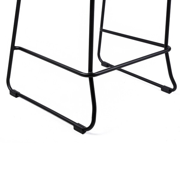 Armen Living Shasta 26" Outdoor Metal and Black Rope Stackable Counter Stool - Set of 2 - LCSTBABLBLK26