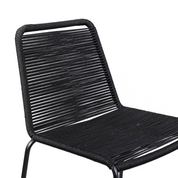 Armen Living Shasta 26" Outdoor Metal and Black Rope Stackable Counter Stool - Set of 2 - LCSTBABLBLK26