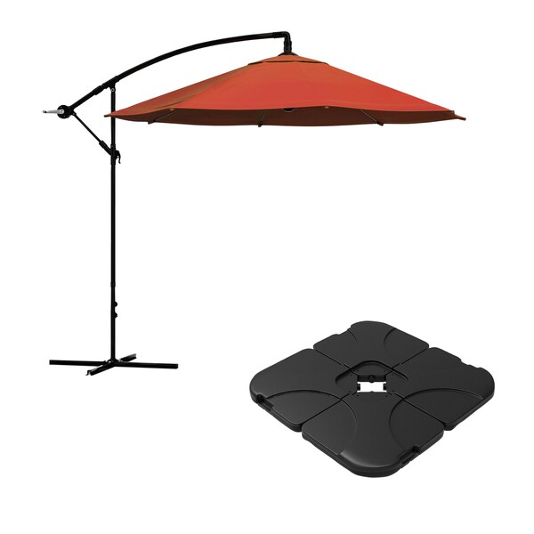 Pure Garden 10-Foot Offset Patio Umbrella with Square Base, Orange - 50-102-TCB