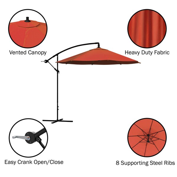 Pure Garden 10-Foot Offset Patio Umbrella with Square Base, Orange - 50-102-TCB