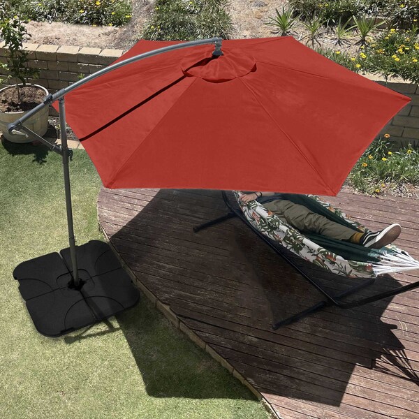 Pure Garden 10-Foot Offset Patio Umbrella with Square Base, Orange - 50-102-TCB