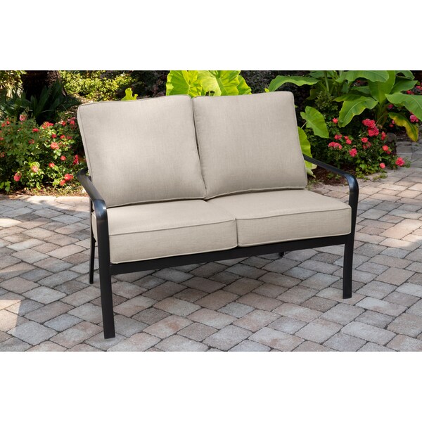 Hanover Cortino Aluminum Loveseat with Plush Sunbrella Cushions - CORTLVST-GMASH