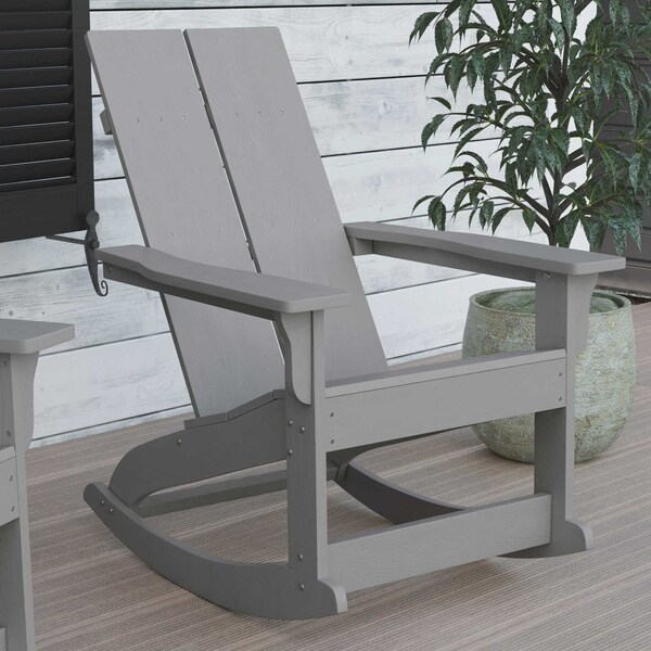 Flash Furniture Gray Modern Poly Resin Adirondack Rockers, PK 2 - JJ-C14709-GY-2-GG