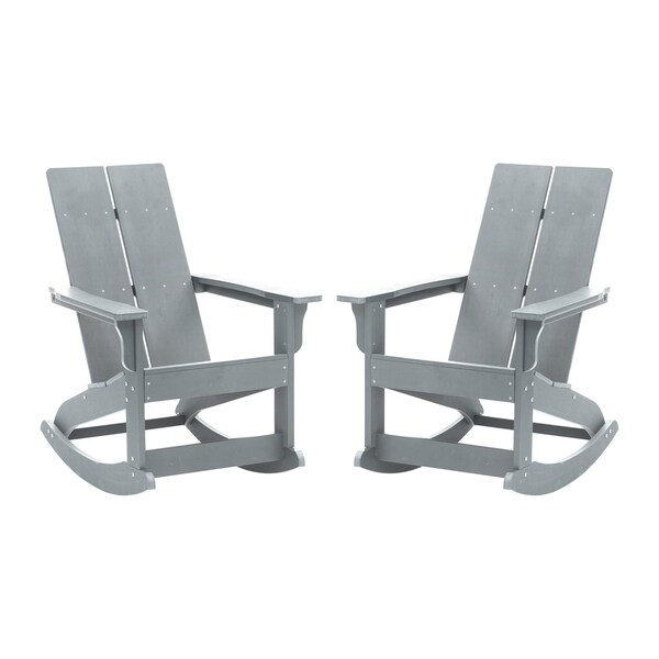 Flash Furniture Gray Modern Poly Resin Adirondack Rockers, PK 2 - JJ-C14709-GY-2-GG