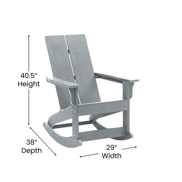 Flash Furniture Gray Modern Poly Resin Adirondack Rockers, PK 2 - JJ-C14709-GY-2-GG