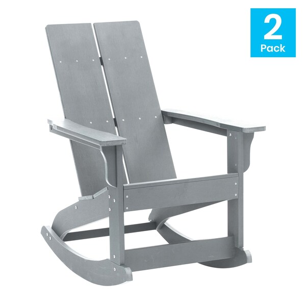 Flash Furniture Gray Modern Poly Resin Adirondack Rockers, PK 2 - JJ-C14709-GY-2-GG