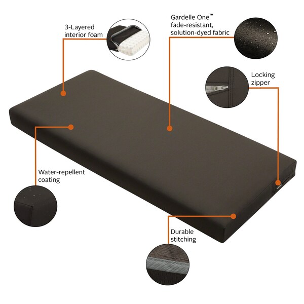 Classic Accessories Ravenna Bench Cushion, Espresso, 48"x18"x3" - 62-015-ESPRES-EC