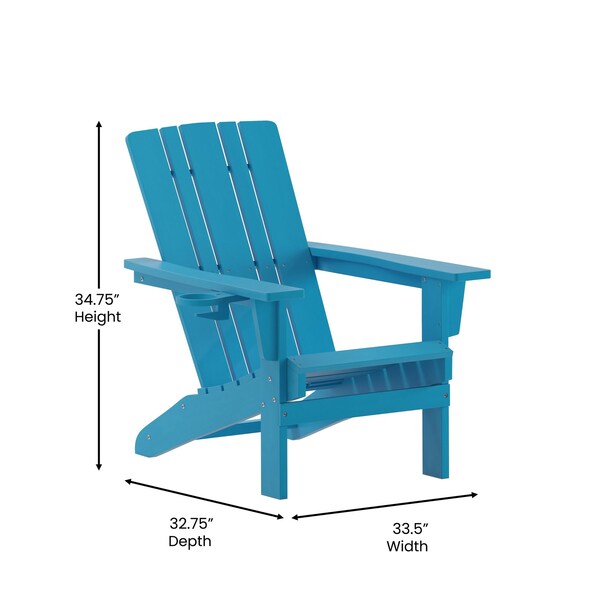 Flash Furniture Blue Adirondack Patio Chair with Cupholder - LE-HMP-1045-10-BL-GG