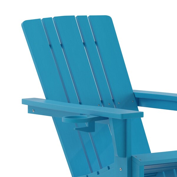 Flash Furniture Blue Adirondack Patio Chair with Cupholder - LE-HMP-1045-10-BL-GG