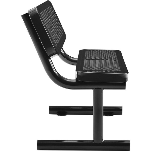 Global Industrial 48L Outdoor Steel Bench with Backrest, Perforated Metal, Black - 695744BK