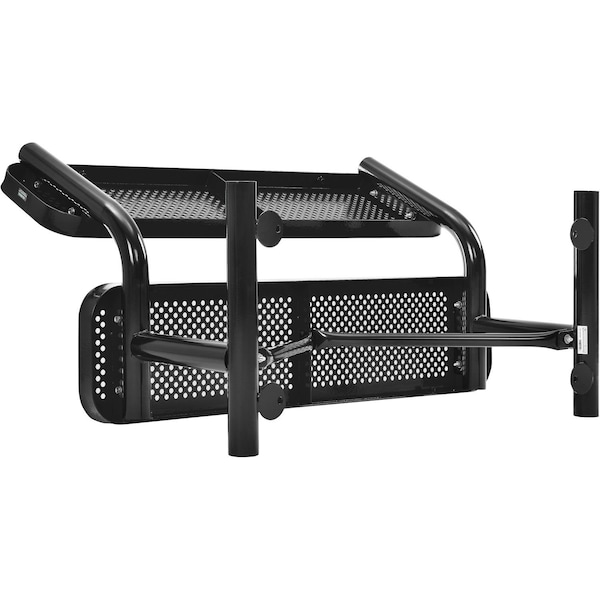 Global Industrial 48L Outdoor Steel Bench with Backrest, Perforated Metal, Black - 695744BK