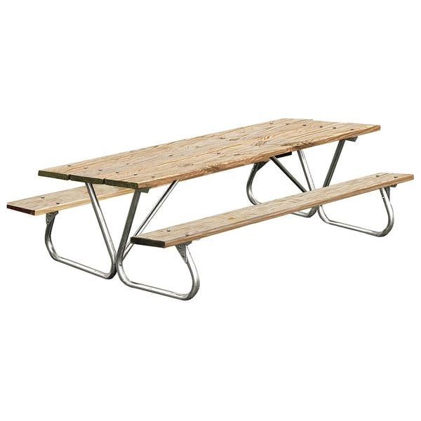 Ultrasite Rectangle Picnic Table, Woodtone, Pressure Treated Wood, 96 in L, 30-1/4 in H Overall Plank - GBT158-PT8