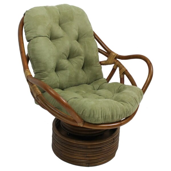 International Caravan Rattan Swivel Rocker with Micro Suede Cushion, Sage - 3310-MS-SG