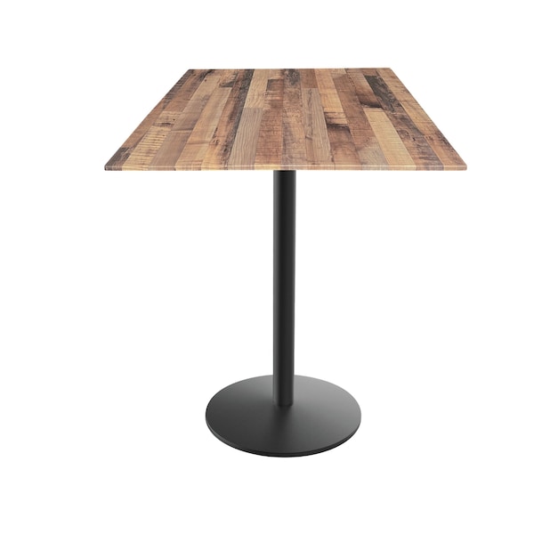 Holland Bar Stool Co 36 Tall OD214 Black Table Base w22 Diameter Foot and 36x36 Square Rustic Top, IndoorOutdoor - OD214-2236BWODS36SQRUSTIC