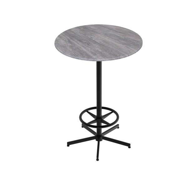 Holland Bar Stool Co 42 Tall OD216 Black Table Base w32 Diameter Greystone Top, IndoorOutdoor - OD21642BWODS32RGRYSTN