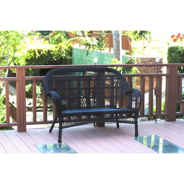 Jeco Santa Maria Wicker Patio Love Seat, Black - W00211-L