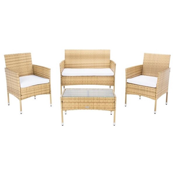 Safavieh Abdul Living Patio Set, Natural & White - 4 Piece - PAT7504D