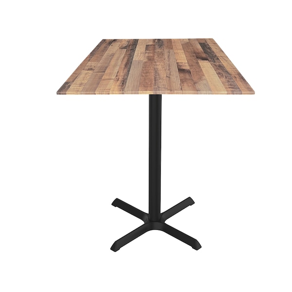 Holland Bar Stool Co 36 Tall OD211 Black Table Base w30x30 Foot and 36x36 Square Rustic Top, IndoorOutdoor - OD211-3036BWODS36SQRUSTIC