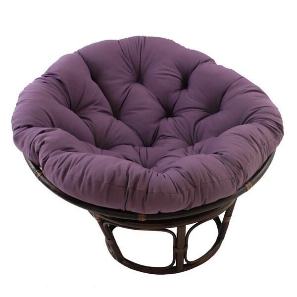 International Caravan 42 in. Rattan Papasan Chair with Solid Twill Cushion, Grape - 3312-TW-GP