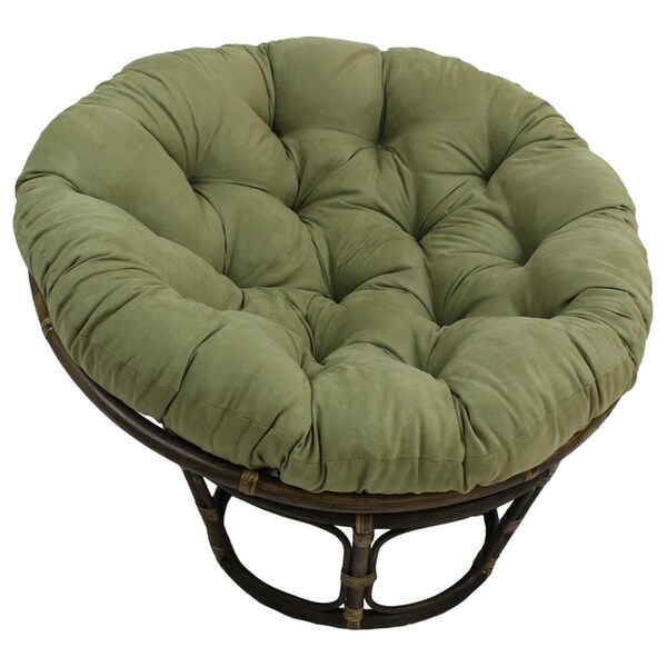 International Caravan 42 in. Rattan Papasan Chair with Micro Suede Cushion, Sage - 3312-MS-SG