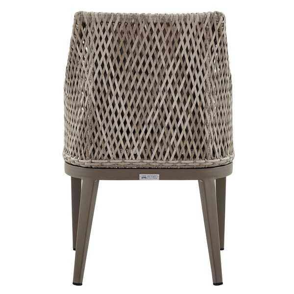 Armen Living Silvana Outdoor Wicker and Aluminum Gray Dining Chair with Beige Cushions - Set of 2 - 840254332911