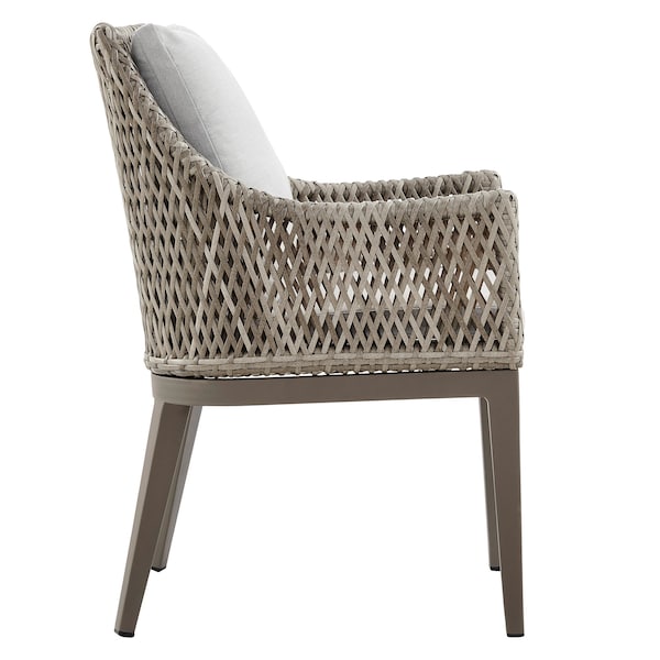 Armen Living Silvana Outdoor Wicker and Aluminum Gray Dining Chair with Beige Cushions - Set of 2 - 840254332911