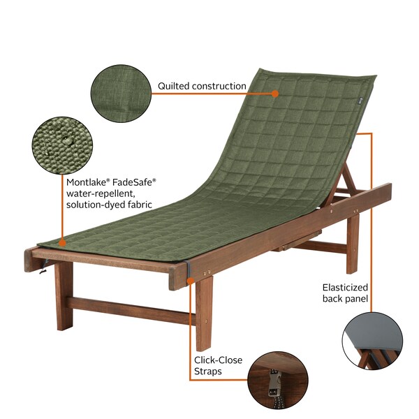 Classic Accessories Montlake Heather Fern Patio Chaise Slipcover, 72"x21" - 56-012-041101-RT