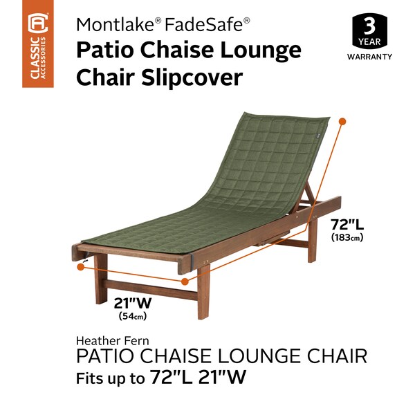 Classic Accessories Montlake Heather Fern Patio Chaise Slipcover, 72"x21" - 56-012-041101-RT