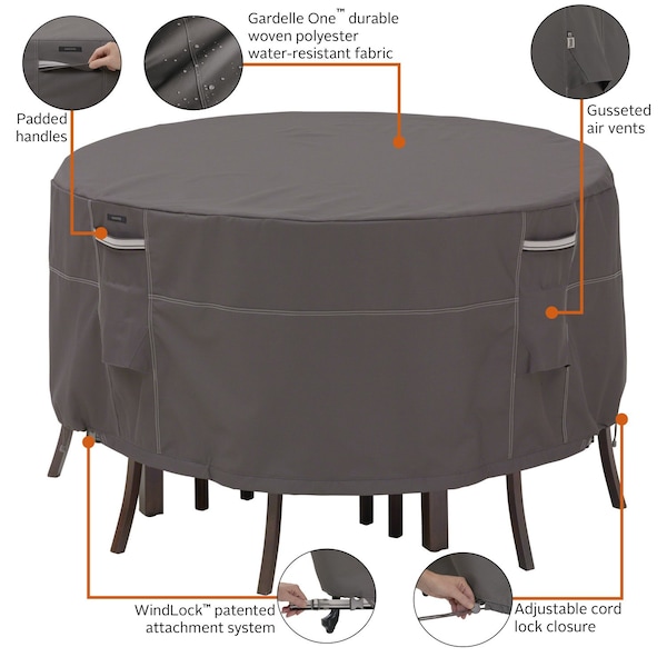 Classic Accessories Ravenna Small Patio Table/Chair Set Cover, 62"x62" - 55-188-025101-EC