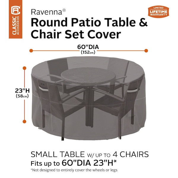 Classic Accessories Ravenna Small Patio Table/Chair Set Cover, 62"x62" - 55-188-025101-EC