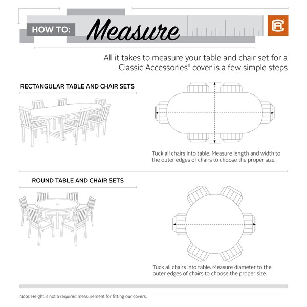 Classic Accessories Ravenna Small Patio Table/Chair Set Cover, 62"x62" - 55-188-025101-EC