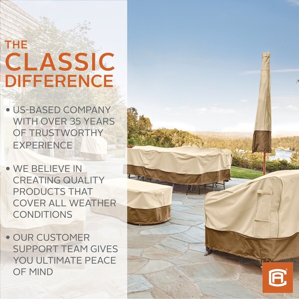 Classic Accessories Veranda Medium Round Ottoman/Coffee Table Cover, 32"x32" - 55-855-031501-00