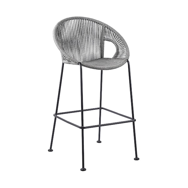 Armen Living Acapulco 30" Indoor Outdoor Steel Bar Stool with Gray Rope - LCACBAGR30