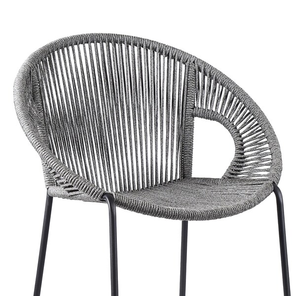Armen Living Acapulco 30" Indoor Outdoor Steel Bar Stool with Gray Rope - LCACBAGR30