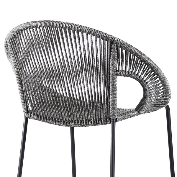 Armen Living Acapulco 30" Indoor Outdoor Steel Bar Stool with Gray Rope - LCACBAGR30